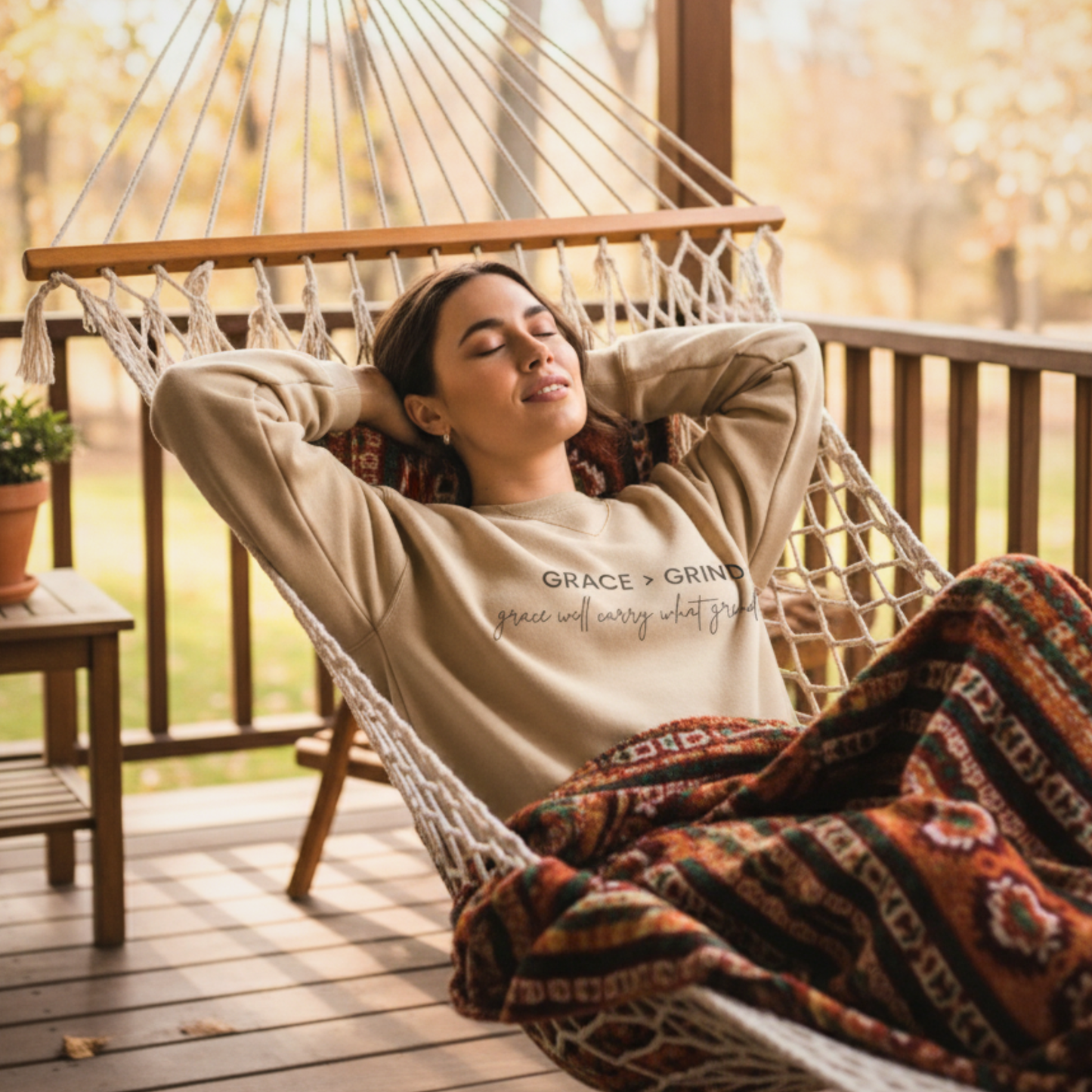 Grace > Grind | Faith-Inspired Crewneck for Women | Cozy Minimalist Sweatshirt